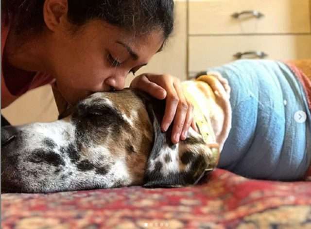 a person comforting their fur pain