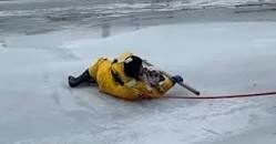 dramatic dog rescue on the ice
