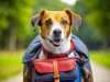 How to Prepare a Go Bag for Your Dog dog with his go bag on his back
