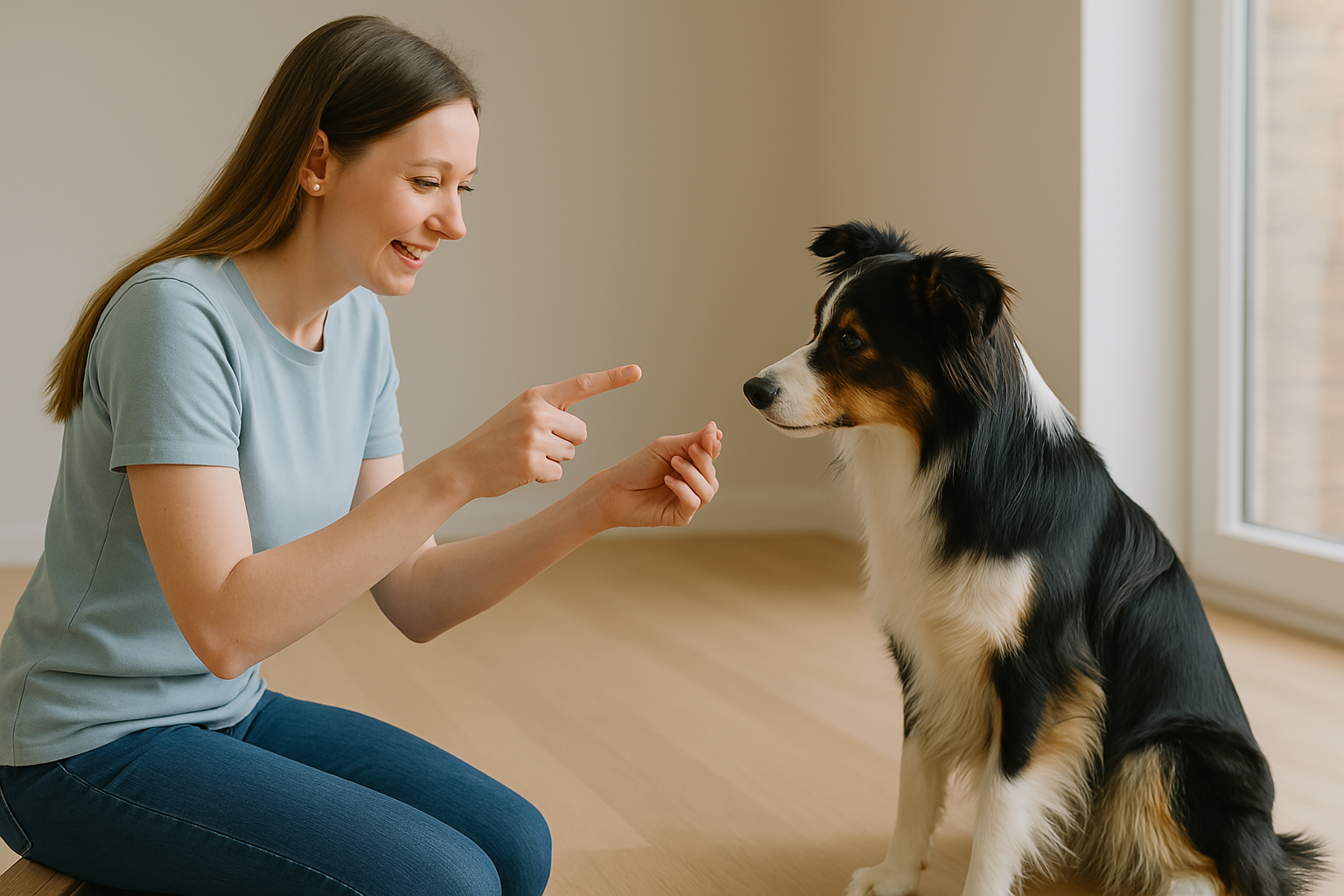 woman training trusting dog because she is not a bad person