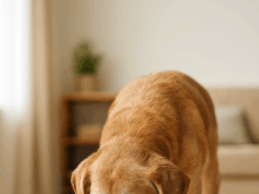 Why Senior Dogs Need a Different Diet Than Younger Dogs senior dogs need a different diet than younger dogs and this image is anolder dog with his food bowl