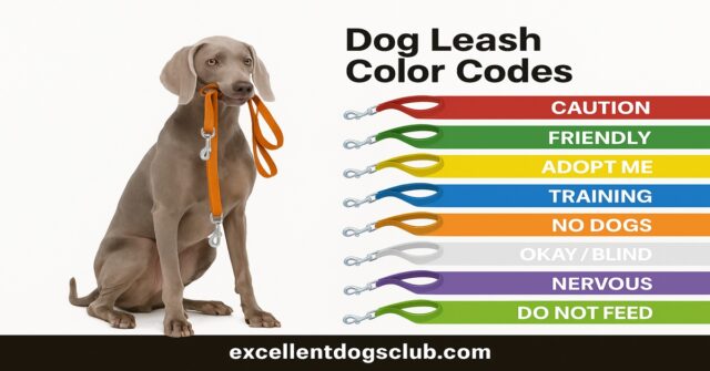 dog_leash_ribbon_color_codes_featured_final Dog leash ribbon color codes infographic with full-body dog and eight color meanings