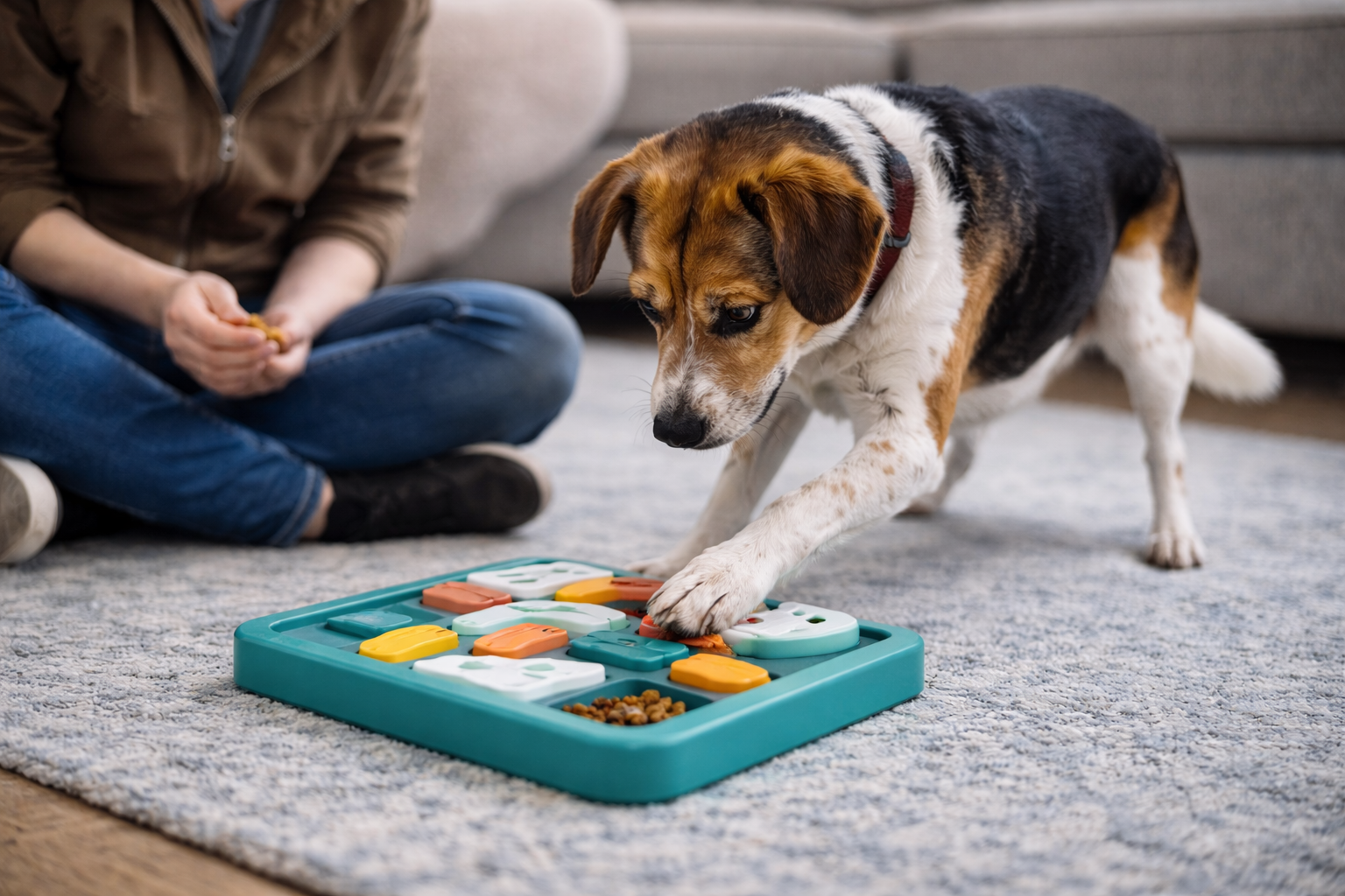 working dog instincts channeled through indoor scent work and problem solving