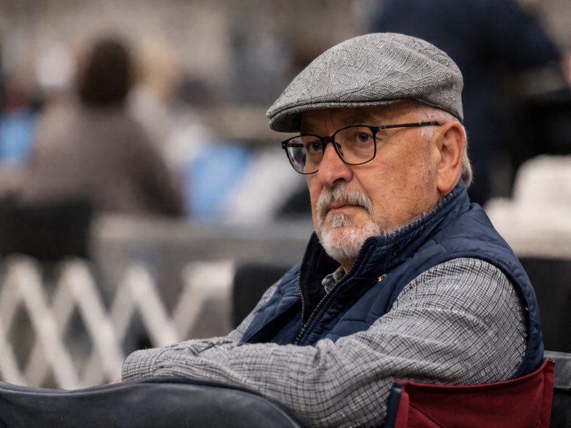 Experienced dog show spectator observing judging ringside