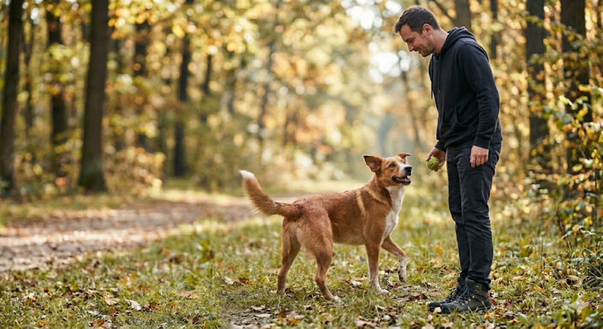 dog demonstrating recovery behavior returning to calm after mild stress