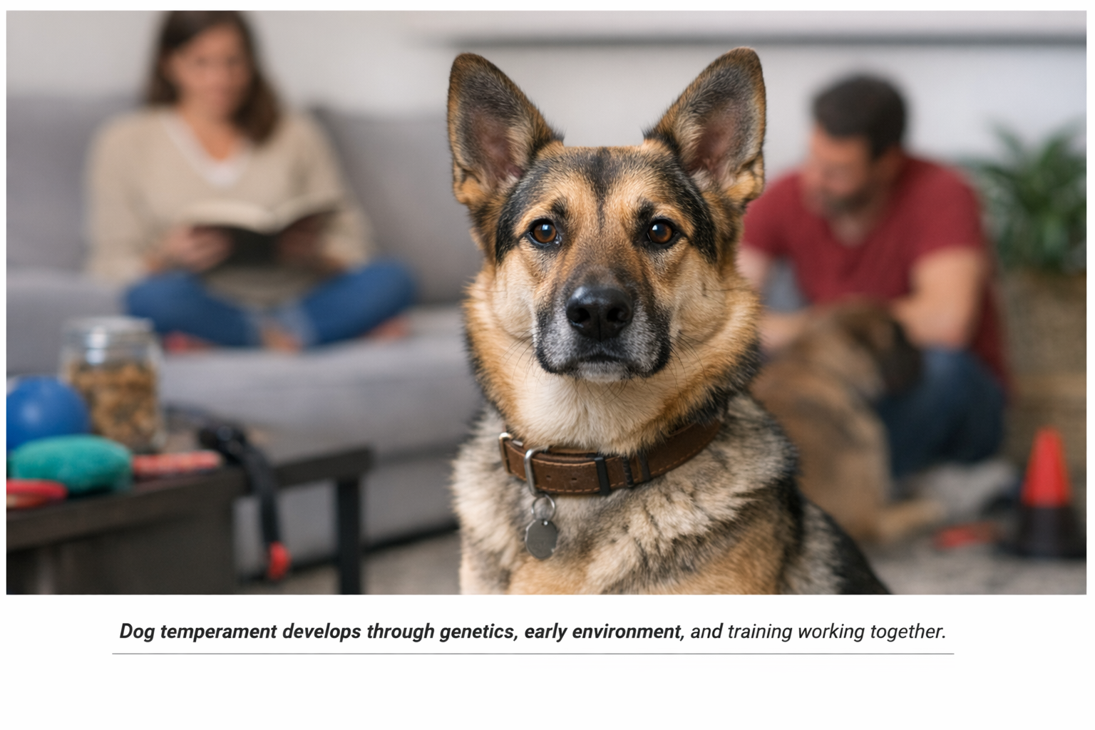 This German Shepherd dog's temperament fits his demeanor.