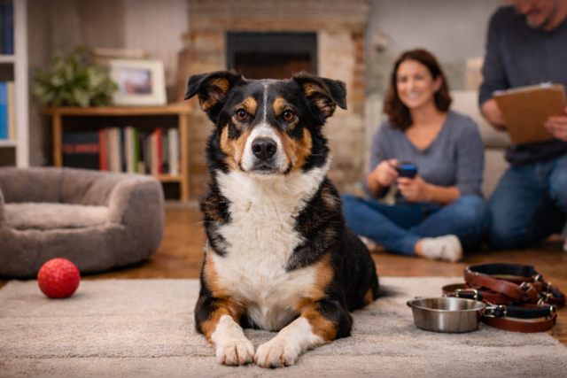 dog temperament allows this woman to enjoy quiet time in her den