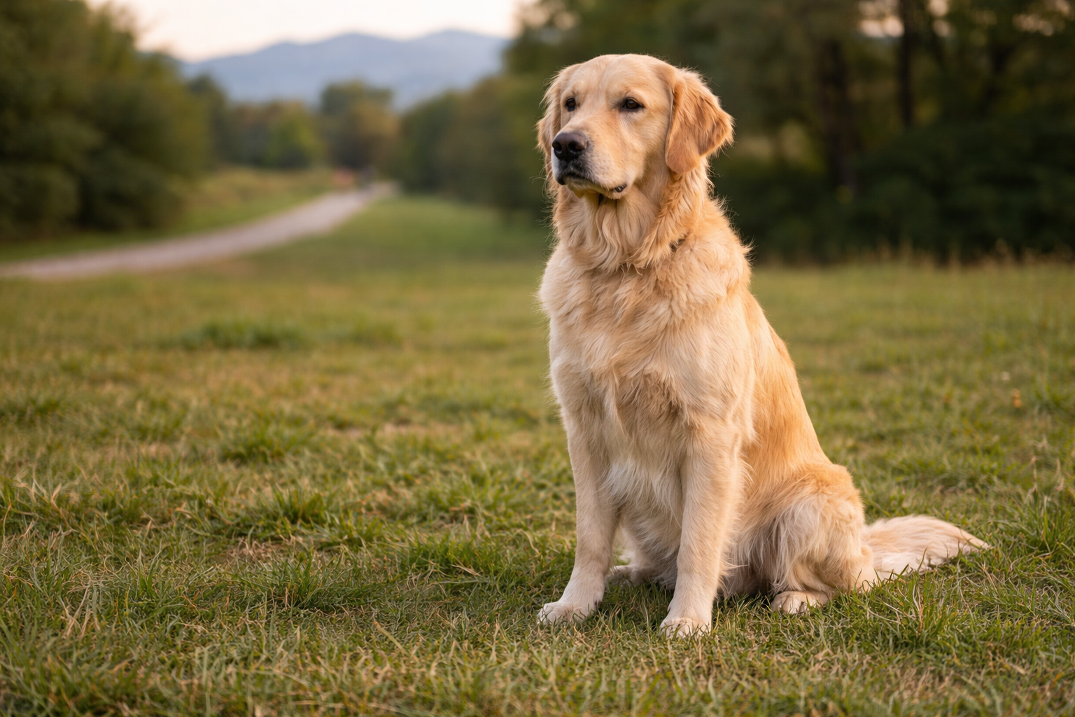 dog displaying stable dog temperament through calm relaxed posture outdoors