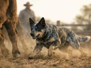 Australian Cattle Dog Ranch Work: Blue Heeler vs Australian Cattle Dog Australian Cattle Dog work driving cattle across open ranch pasture