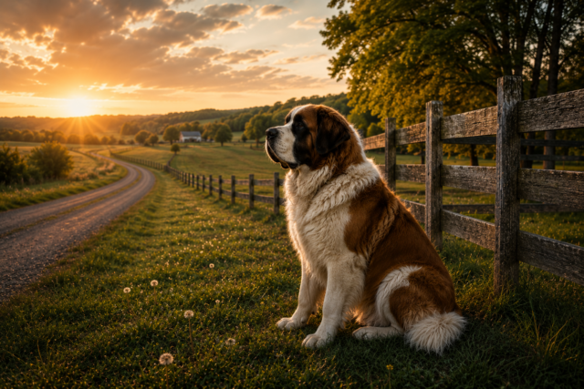 good home wrong fit Saint Bernard in peaceful rural setting suited to independent instincts