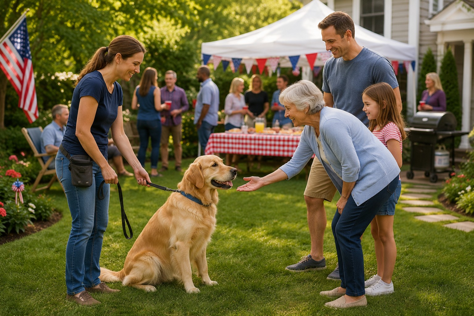:
Memorial Day dogs practicing calm guest greetings